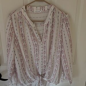 Olivia Grey White and Pink Patterned Blouse